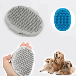 pet grooming bath brush – rubber bristle shedding & massage comb for cats & dogs