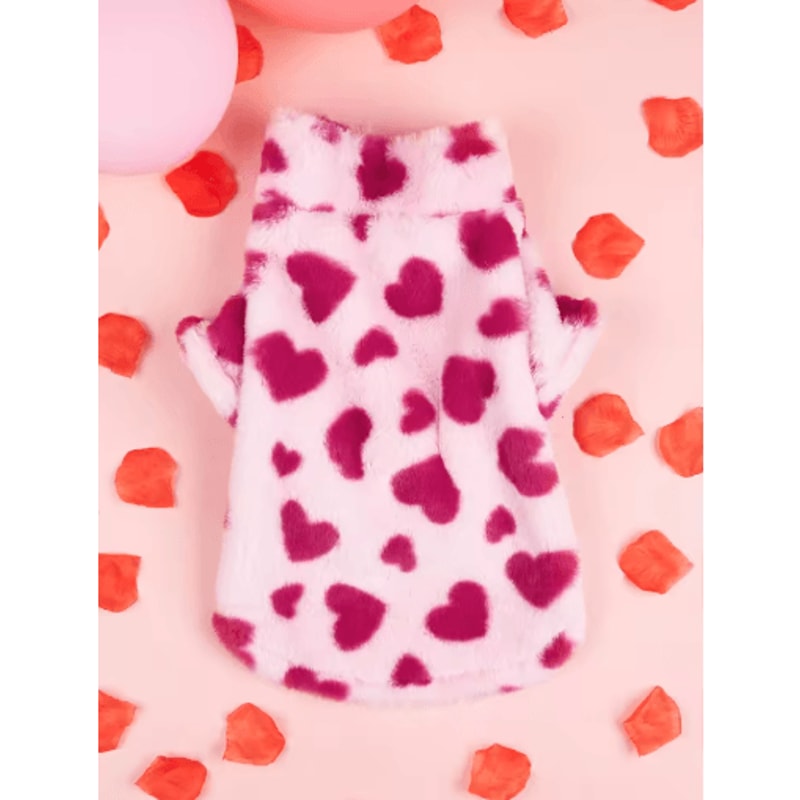 Heart Print Winter Dog Hoodie Super Soft Warm Pet Jacket For Small Medium Dogs 1