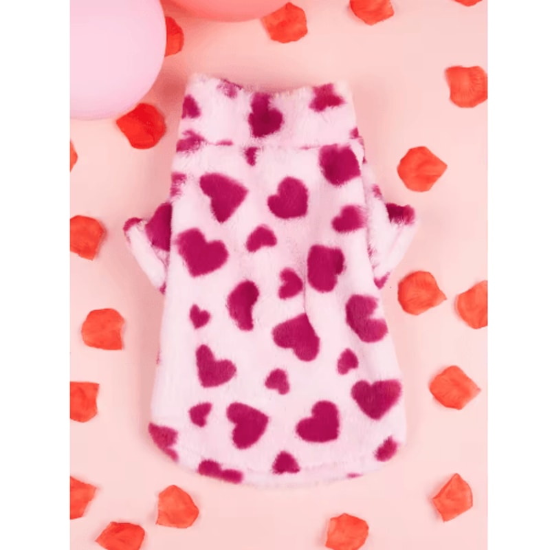 Heart Print Winter Dog Hoodie Super Soft Warm Pet Jacket For Small Medium Dogs 3