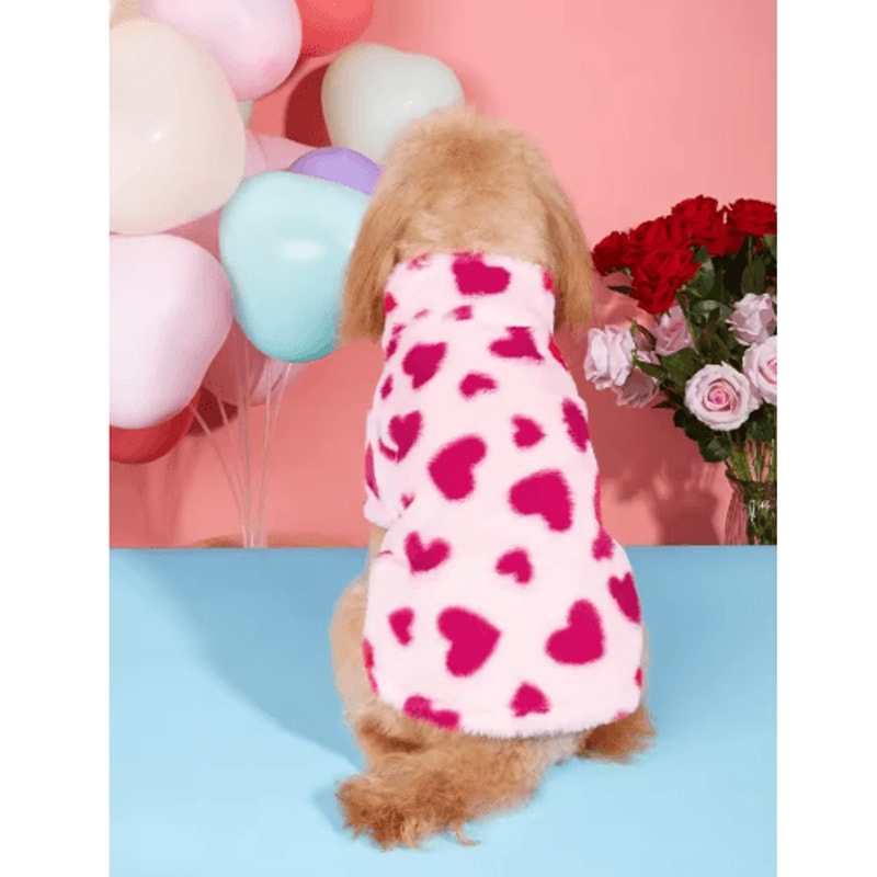 Heart Print Winter Dog Hoodie Super Soft Warm Pet Jacket For Small Medium Dogs 4