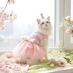 sequin bow princess dog dress – elegant tulle puppy outfit for small pets