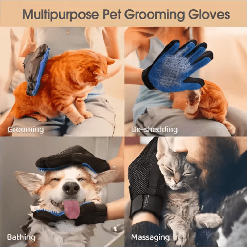 Pet Grooming Glove Brush Gentle Deshedding Massage Hair Remover For Dogs And Cats 7