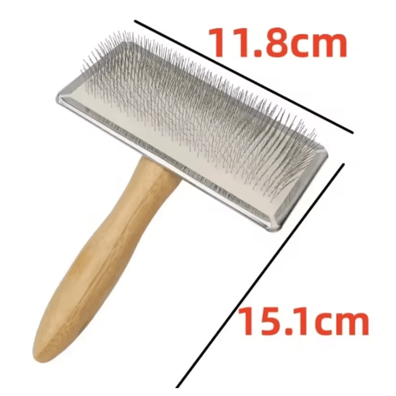 Wooden Pet Grooming Comb Stainless Steel Deshedding Detangling Brush For Dogs And Cats 2