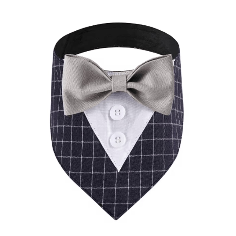 Sucado Wedding Dog Bandana Tuxedo Adjustable Formal Pet Scarf For Parties Special Occasions 5