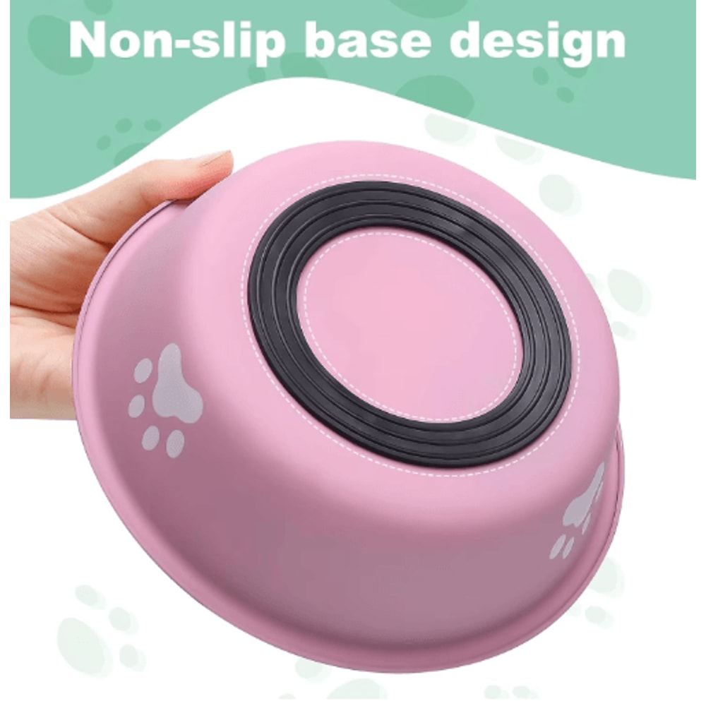 Stainless Steel Pet Feeding Bowl NonSlip Food Water Dish For Dogs And Cats 4