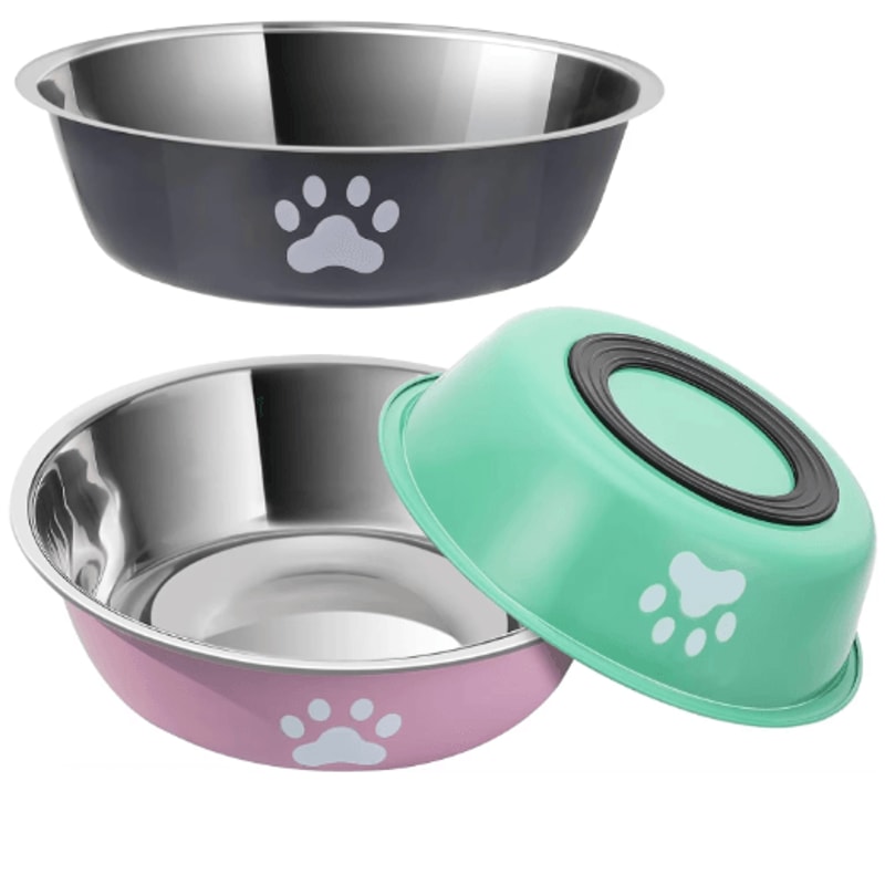 Stainless Steel Pet Feeding Bowl NonSlip Food Water Dish For Dogs And Cats 0