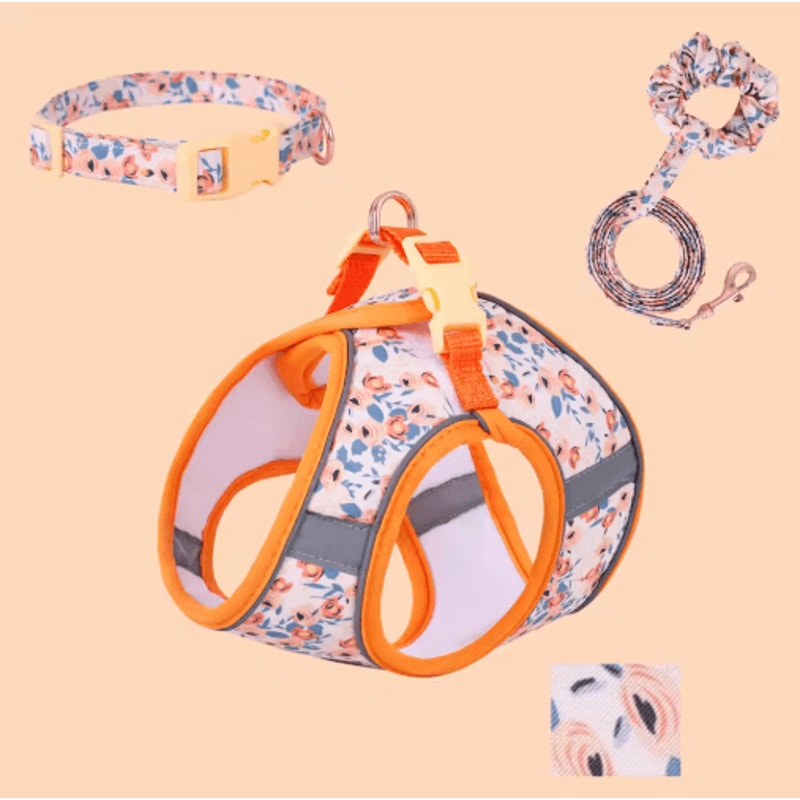 Cute Small Dog Harness Leash Set Soft Adjustable Puppy Vest With Cat Collar Accessories 3