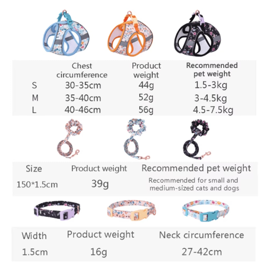 Cute Small Dog Harness Leash Set Soft Adjustable Puppy Vest With Cat Collar Accessories 13