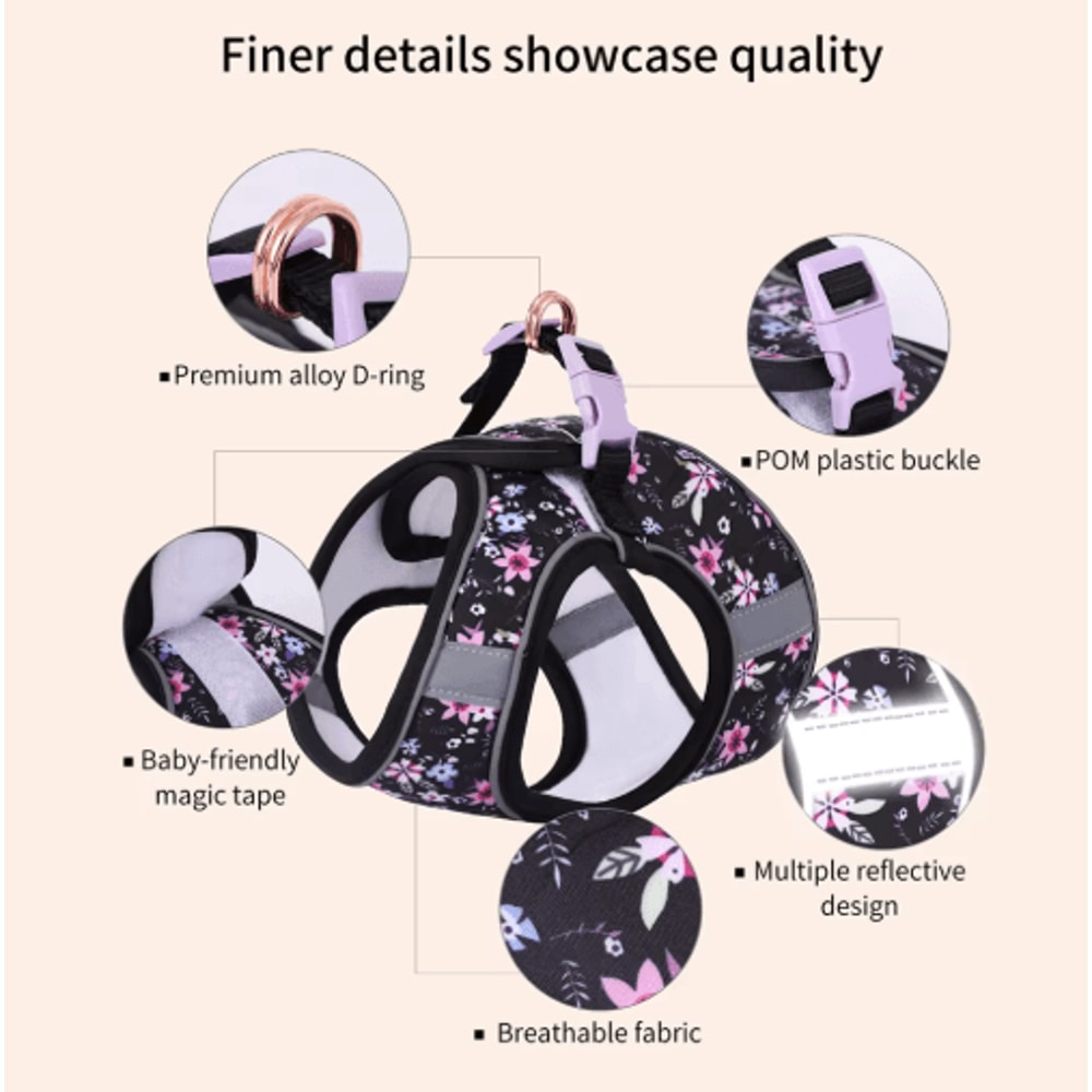 Cute Small Dog Harness Leash Set Soft Adjustable Puppy Vest With Cat Collar Accessories 16