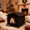 Insulated Outdoor Cat House Warm Winter Shelter With Cushion Shelf For Stray Cats And Kittens 3