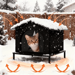 insulated outdoor cat house – warm winter shelter with cushion & shelf for stray cats and kittens