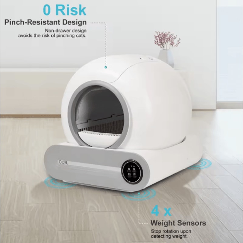 DOEL Smart Automatic Cat Litter Box 65L Self Cleaning Cat Toilet With App Control WiFi 5