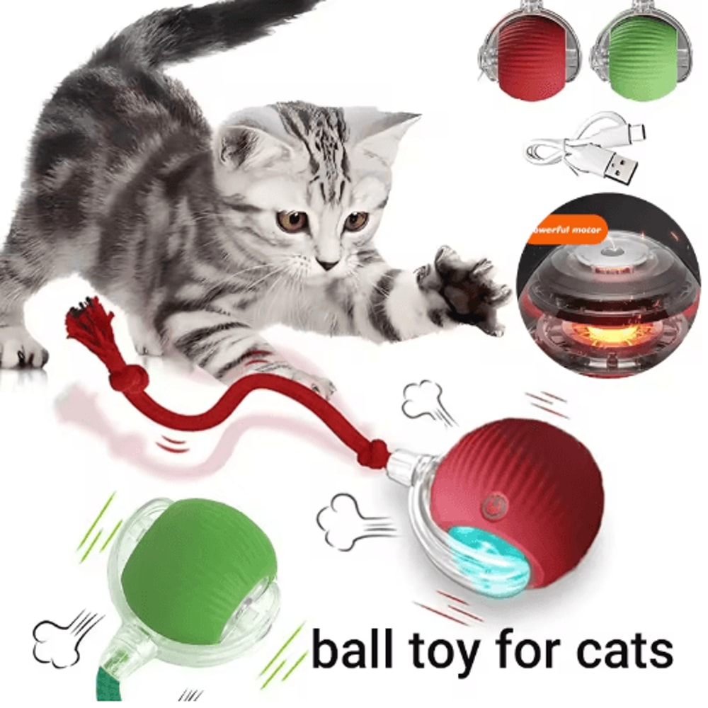 Smart Automatic Rolling Cat Ball Rechargeable Interactive Toy For Active Cats Kittens 8