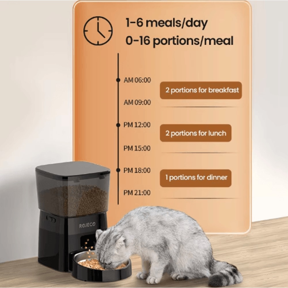 ROJECO Automatic Pet Feeder Smart Dry Food Dispenser For Cats Dogs 10