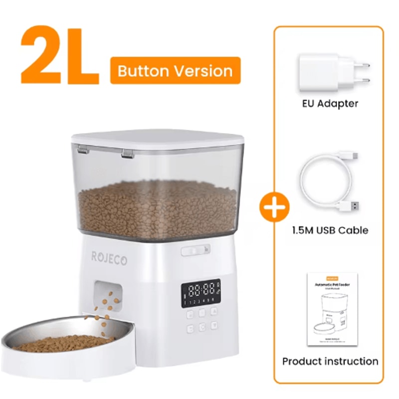 ROJECO Automatic Pet Feeder Smart Dry Food Dispenser For Cats Dogs 2