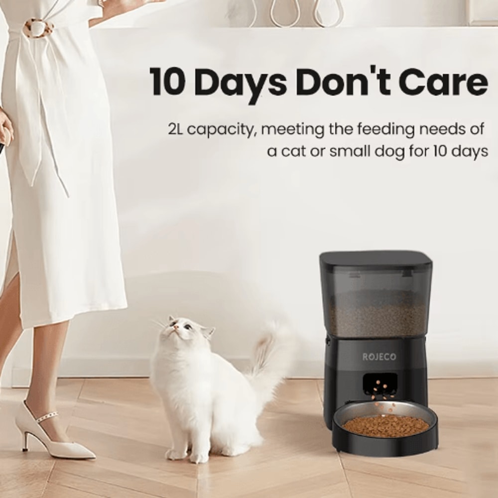 ROJECO Automatic Pet Feeder Smart Dry Food Dispenser For Cats Dogs 8