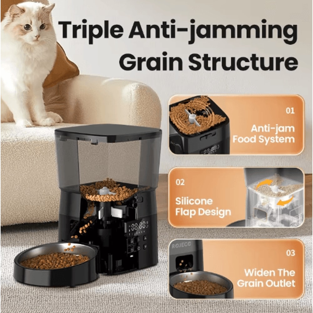 ROJECO Automatic Pet Feeder Smart Dry Food Dispenser For Cats Dogs 9
