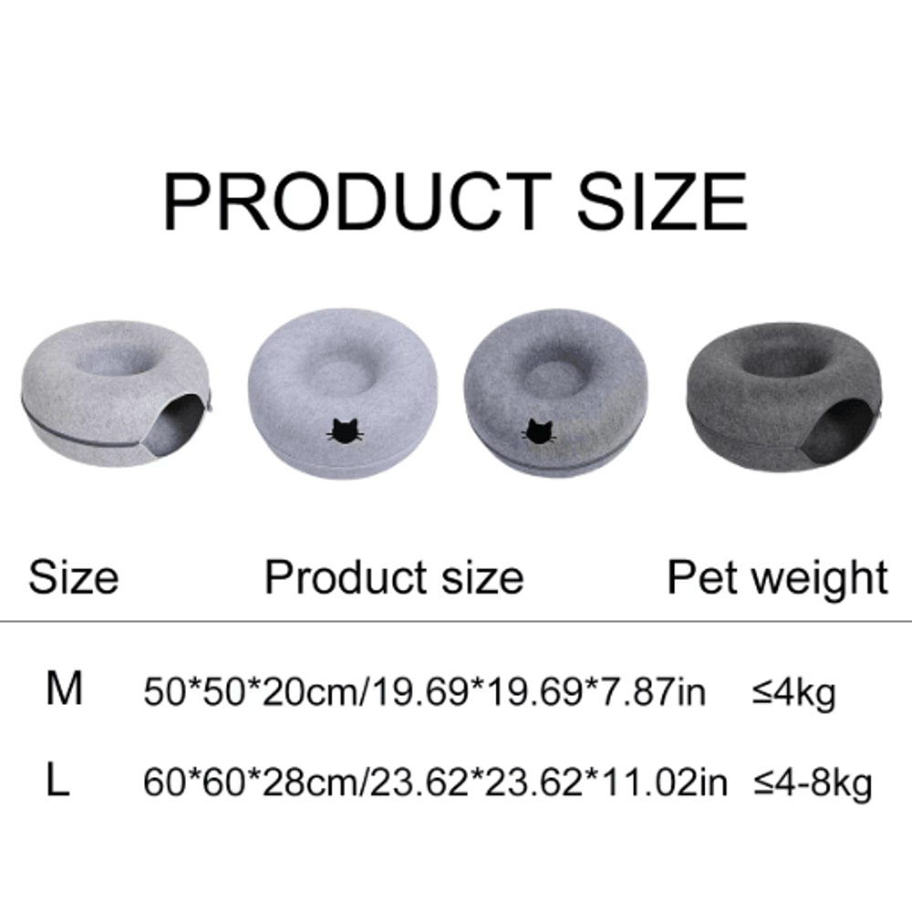 Interactive Felt Cat Tunnel Bed Round Donut Nest Scratcher Play Tunnel For Cats 5