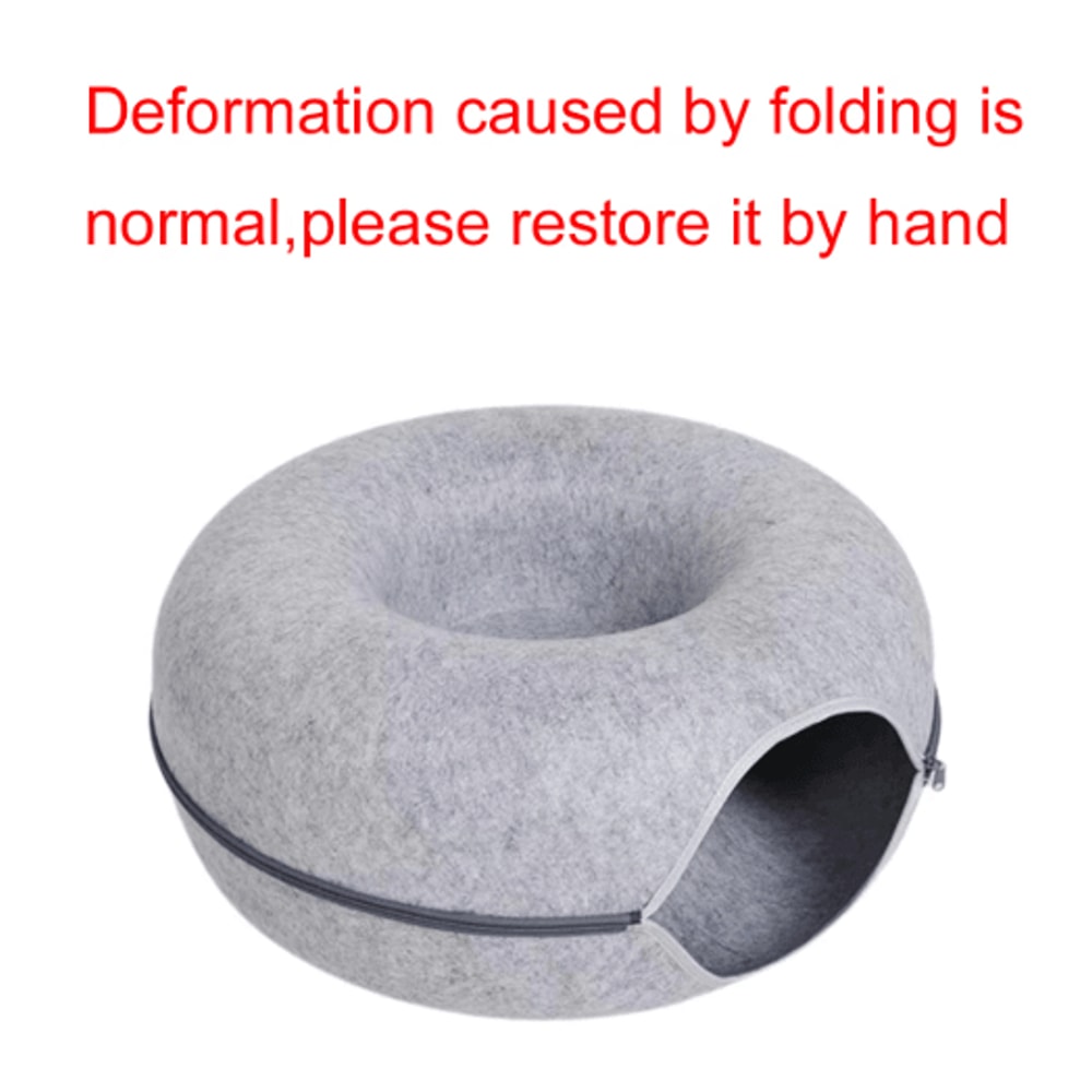 Interactive Felt Cat Tunnel Bed Round Donut Nest Scratcher Play Tunnel For Cats 6