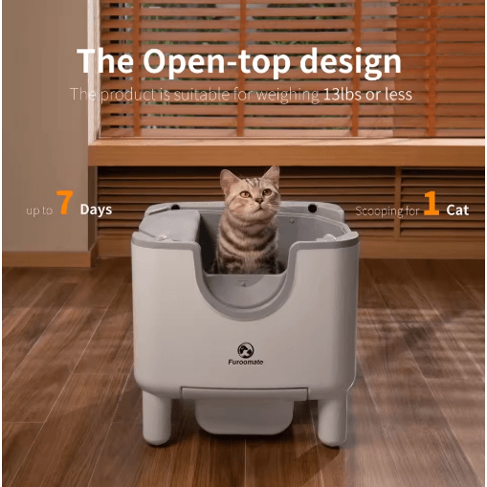 F6 SelfCleaning Cat Litter Box OpenTop Automatic Litter Box With Odor Control Safety Protection 5