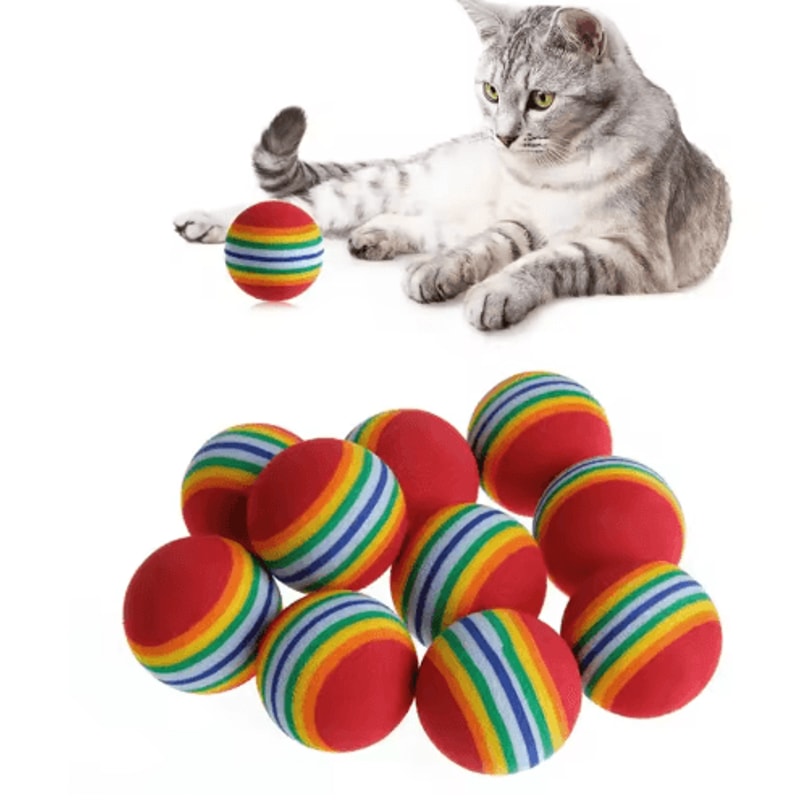 10PCS Colorful Cat Toy Balls Interactive Foam Rattle Toys For Cats Kittens 4