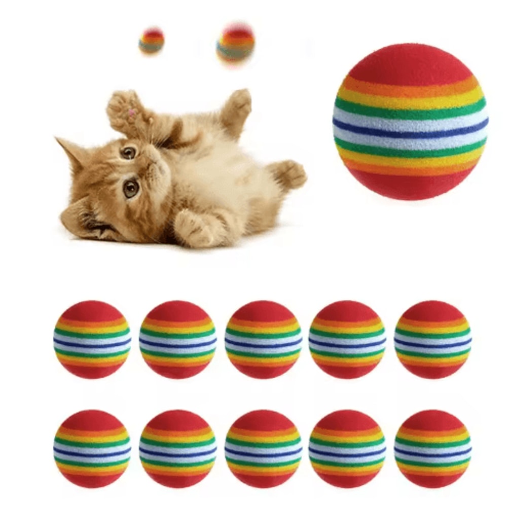 10PCS Colorful Cat Toy Balls Interactive Foam Rattle Toys For Cats Kittens 5