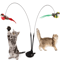 Interactive Double Bird Cat Teaser Wand Set Suction Cup Feather Toy With Bells For Cats 4