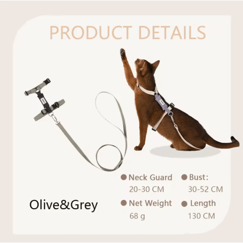 Breathable Cat Harness Leash Set Adjustable Outdoor Vest For Cats Kittens Small Pets 1