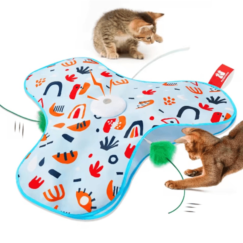 Interactive Hide Seek Cat Toy Motion Activated Squeaky Mouse Feather Teaser For Cats 1