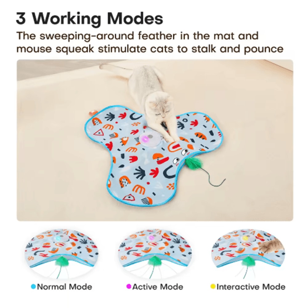 Interactive Hide Seek Cat Toy Motion Activated Squeaky Mouse Feather Teaser For Cats 9