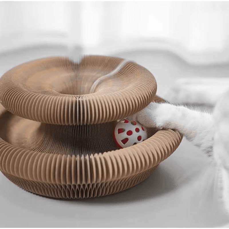 Foldable Cat Scratcher Toy MultiLevel Cardboard Claw Sharpener With Bell Catnip 1