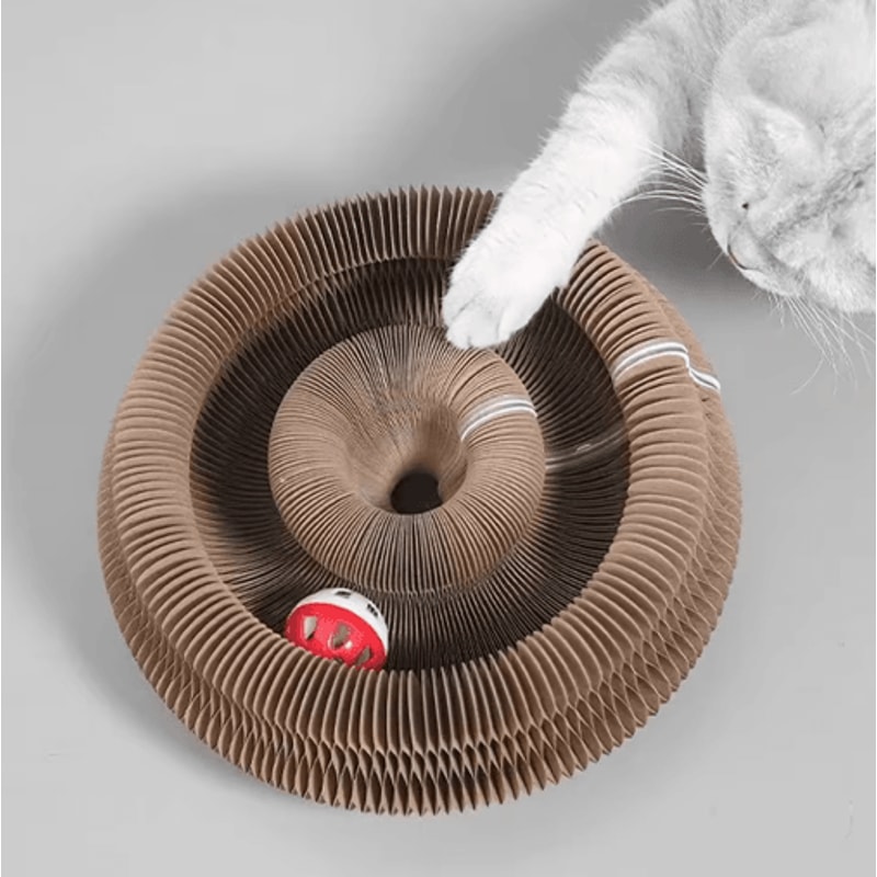 Foldable Cat Scratcher Toy MultiLevel Cardboard Claw Sharpener With Bell Catnip 4