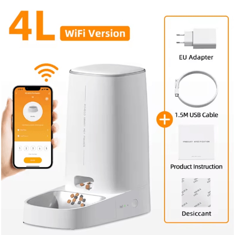 ROJECO Smart WiFi Automatic Pet Feeder Remote Dry Food Dispenser For Cats Dogs 1