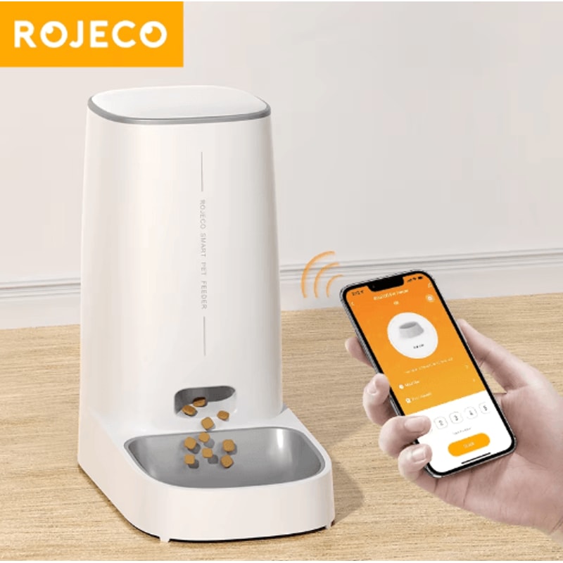 ROJECO Smart WiFi Automatic Pet Feeder Remote Dry Food Dispenser For Cats Dogs 0