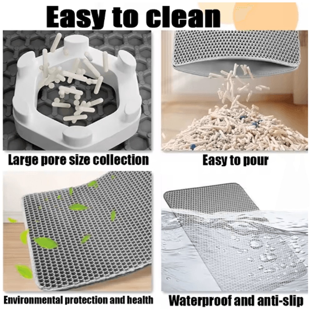 Double Layer Cat Litter Mat Waterproof NonSlip Litter Trapping Pad For Cats 9