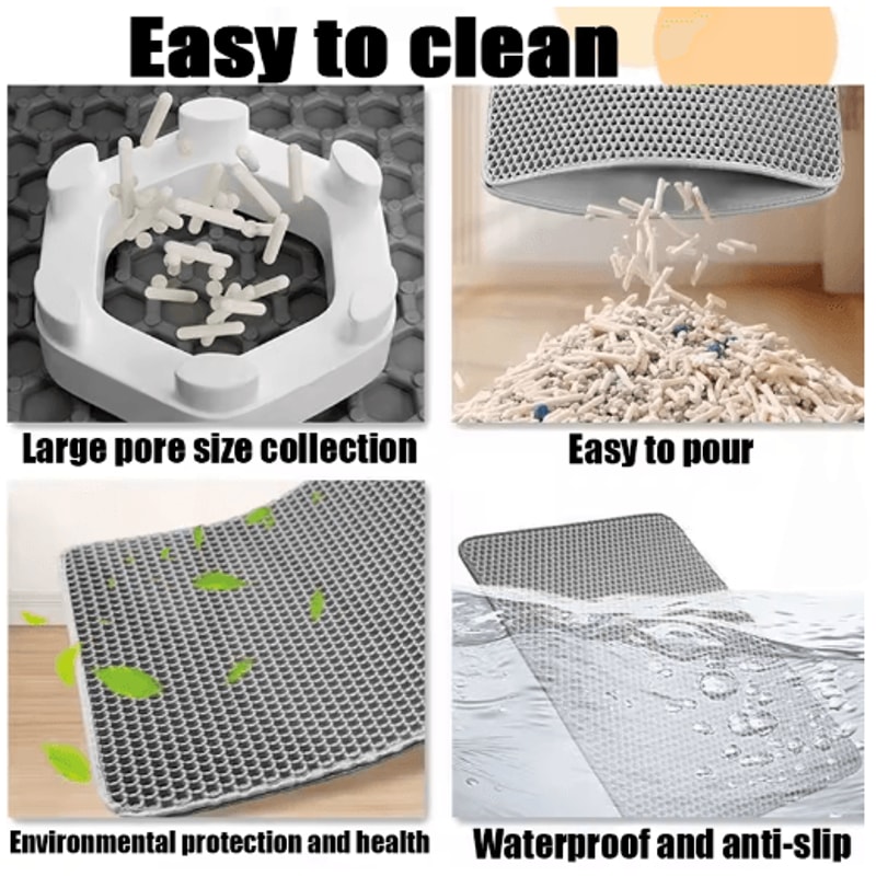 Double Layer Cat Litter Mat Waterproof NonSlip Litter Trapping Pad For Cats 9