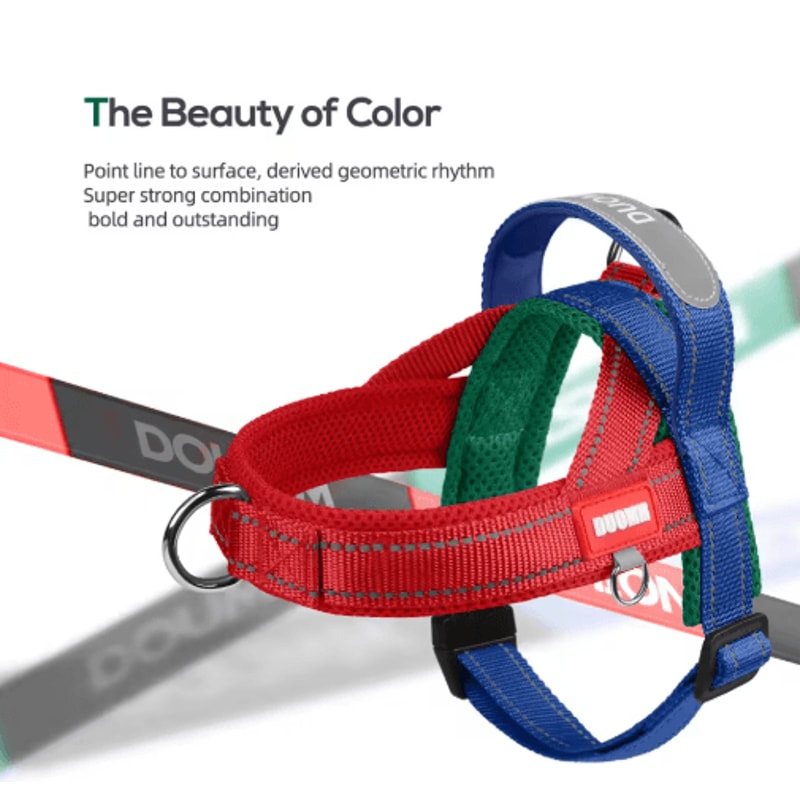 Reflective Dog Chest Harness TwoTone Outdoor Walking Harness With Nylon Handle 11