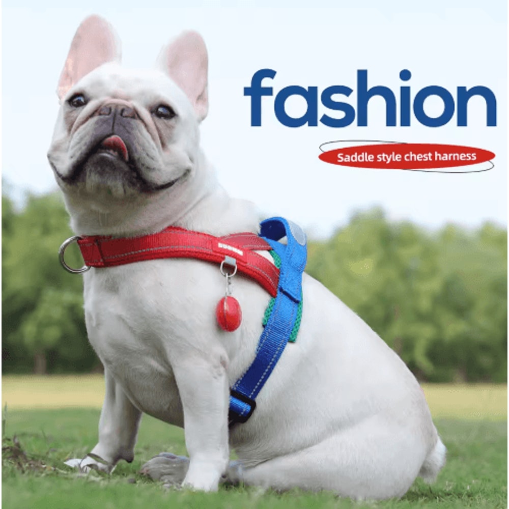 Reflective Dog Chest Harness TwoTone Outdoor Walking Harness With Nylon Handle 0
