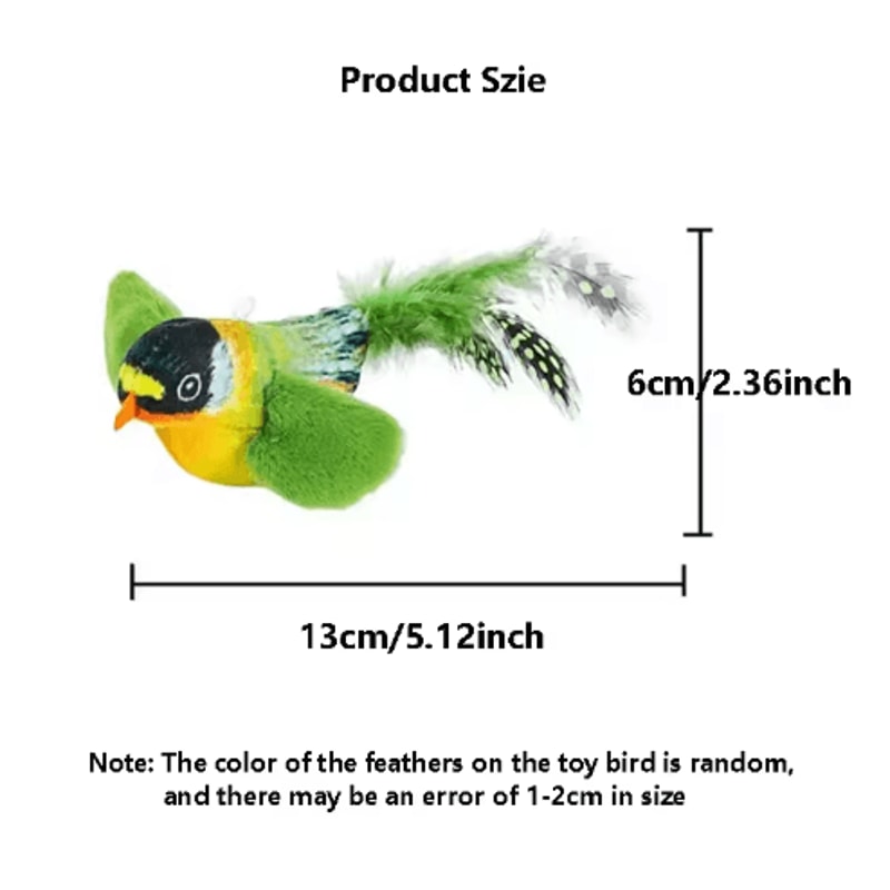 Interactive Bird Sound Plush Cat Toy With Elastic Rope 6