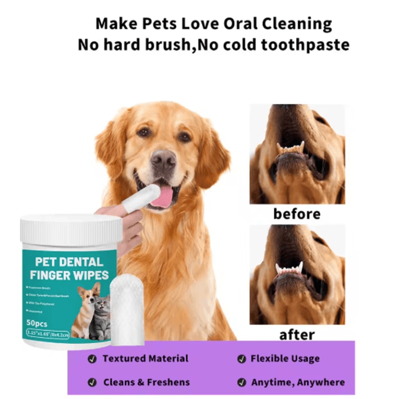 Disposable Pet Teeth Cleaning Finger Wipes For Dogs Cats 4