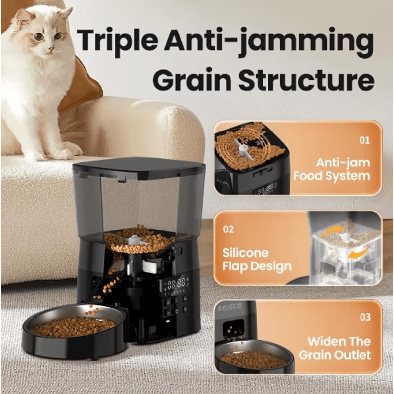 ROJECO Smart Automatic Pet Feeder For Cats Dogs 9