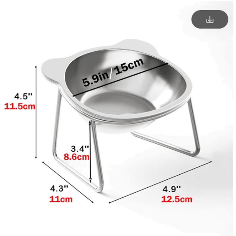 15 Tilted Elevated Stainless Steel Cat Bowl For Comfortable Feeding 3