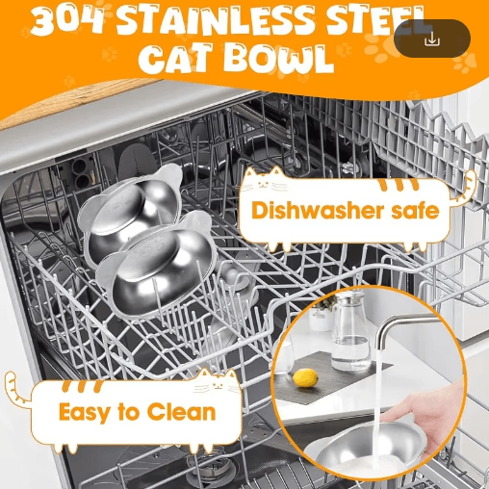 15 Tilted Elevated Stainless Steel Cat Bowl For Comfortable Feeding 5