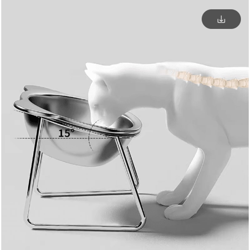 15 Tilted Elevated Stainless Steel Cat Bowl For Comfortable Feeding 7