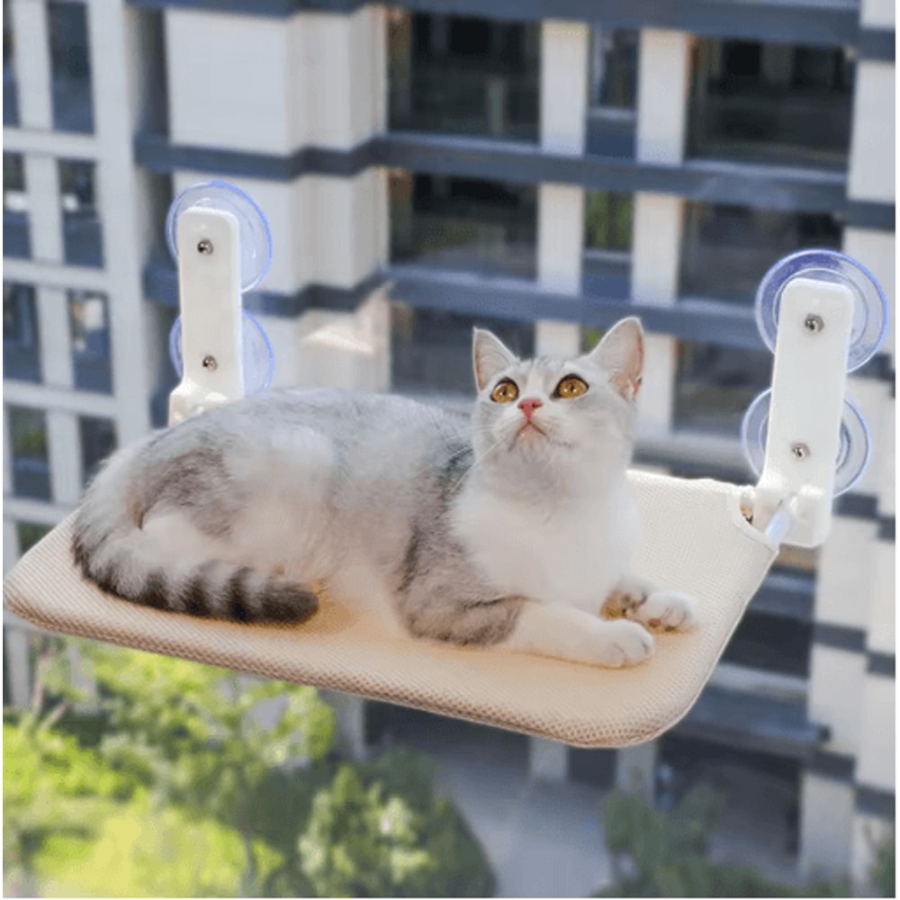 Foldable Plush Mesh Cat Window Hammock With Strong Suction Cups 0