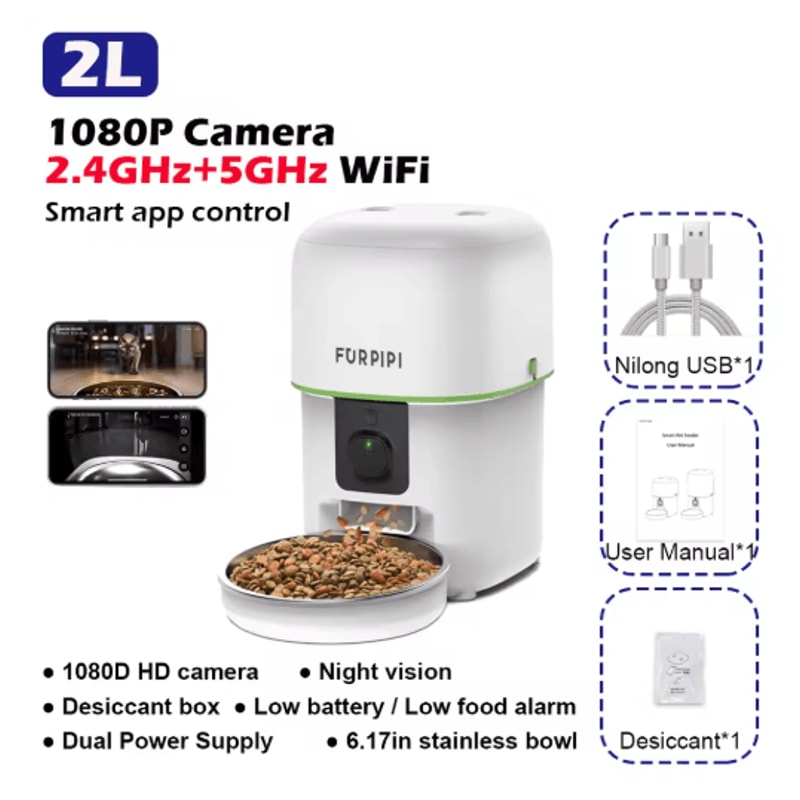 1080P HD Smart WiFi Automatic Pet Feeder With Camera For Cats Dogs 3
