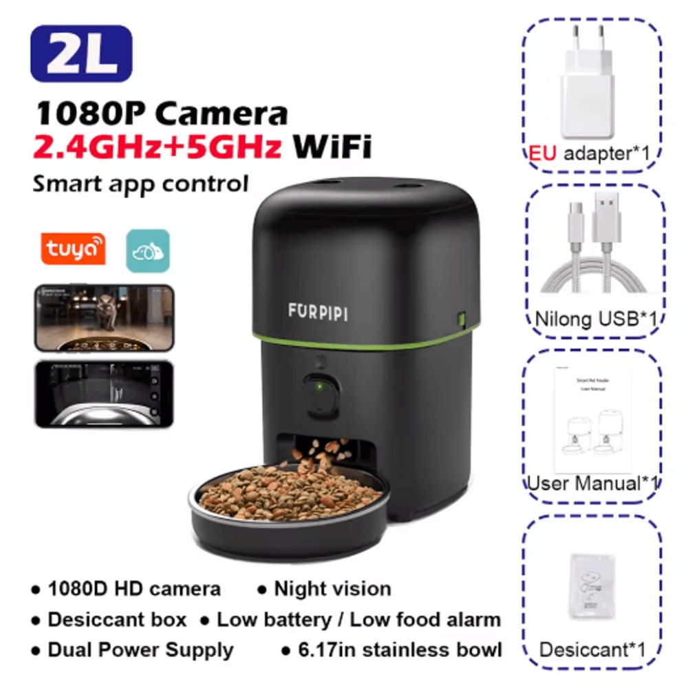 1080P HD Smart WiFi Automatic Pet Feeder With Camera For Cats Dogs 6