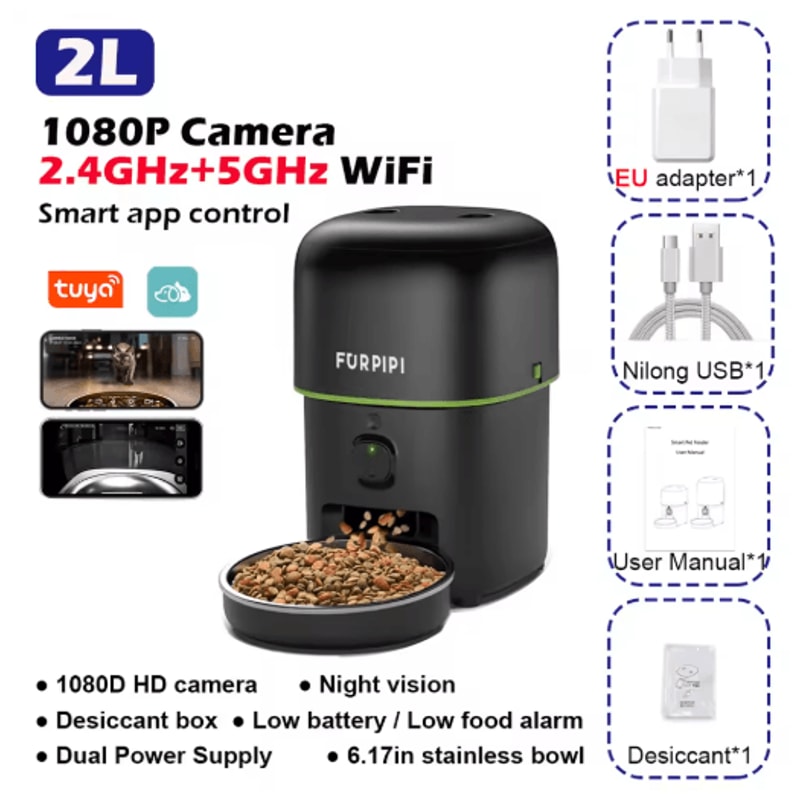1080P HD Smart WiFi Automatic Pet Feeder With Camera For Cats Dogs 6