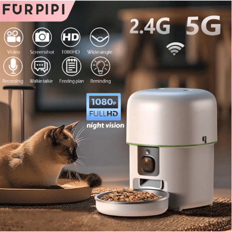 1080P HD Smart WiFi Automatic Pet Feeder With Camera For Cats Dogs 0