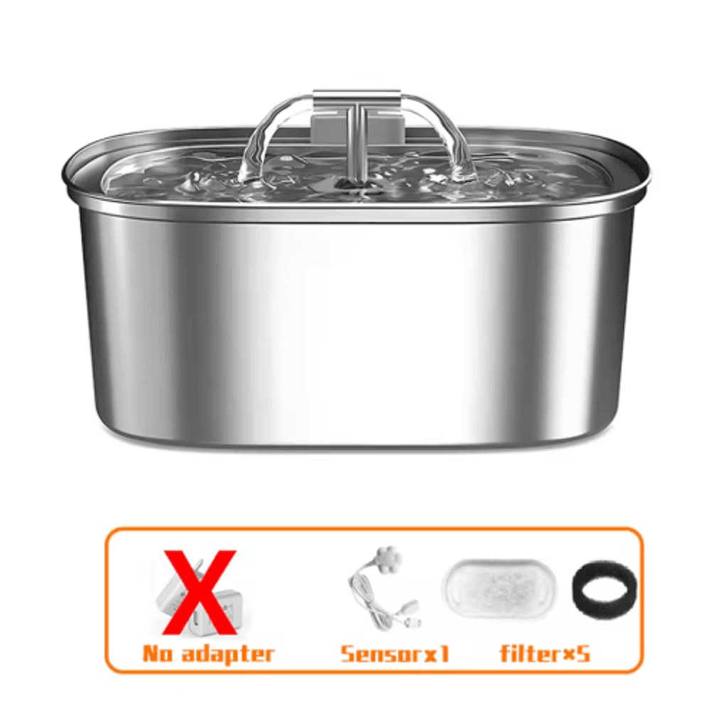 Stainless Steel Ultra Quiet Pet Water Fountain With Filter 2